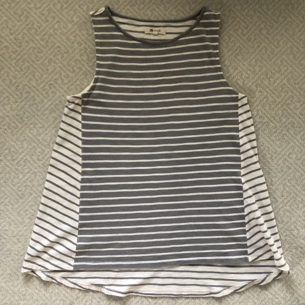 Madewell Forward-Seam Tank Top in Grey Stripe